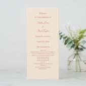 Elegant terracotta script bruiloft programma (Staand voorkant)