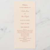 Elegant terracotta script bruiloft programma (Voorkant)