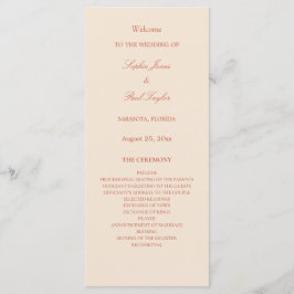 Elegant terracotta script bruiloft programma