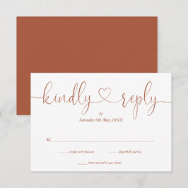 Elegant Terracotta Script Hart Antwoord A.u.b.