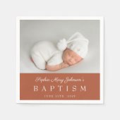 Elegant Terracotta Script Photo Baptism Servet (Voorkant)