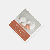 Elegant Terracotta Script Photo Baptism Servet (Hoek)