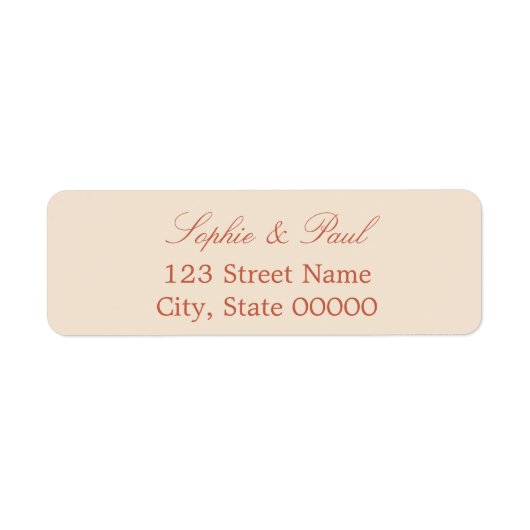 Elegant Terracotta Script Return Address Label (Voorkant)