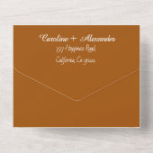 Elegant Terracotta Script RSVP Whimsical QR Code All In One Uitnodiging (Achterkant)