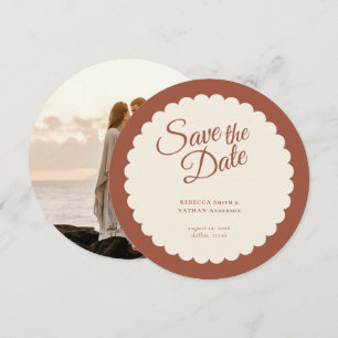 Elegant Terracotta Script Scallop Weddenfoto Save The Date
