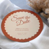 Elegant Terracotta Script Scallop Wedding Save The Date