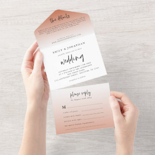 Elegant Terracotta Script Wedding All In One Uitnodiging