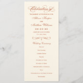 Elegant Terracotta Script Wedding Ceremony Programmakaart (Voorkant)