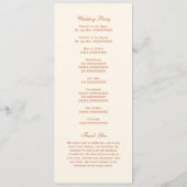 Elegant Terracotta Script Wedding Ceremony Programmakaart (Achterkant)