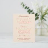 Elegant Terracotta Script Wedding Details Kaart (Staand voorkant)