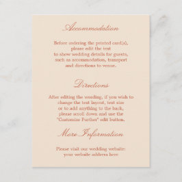 Elegant Terracotta Script Wedding Details Kaart
