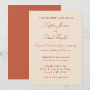 Elegant Terracotta Script Wedding Invitation Kaart