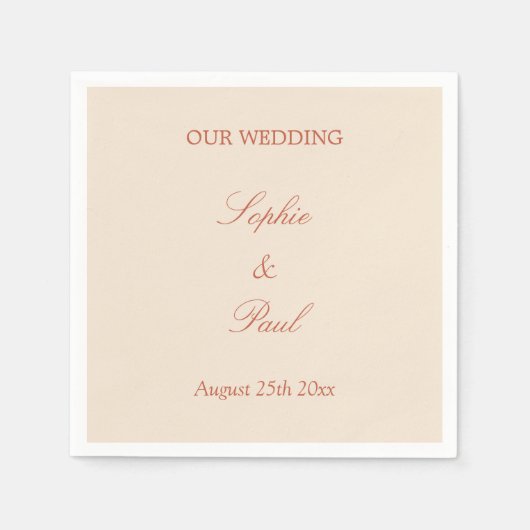 Elegant Terracotta Script Wedding Napkins Servet (Voorkant)