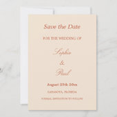 Elegant Terracotta Script Wedding Save the Date (Voorkant)
