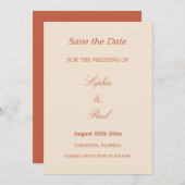 Elegant Terracotta Script Wedding Save the Date (Voorkant / Achterkant)