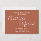 Elegant Terracotta Signature Script Foto Save The Date (Voorkant)