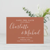 Elegant Terracotta Signature Script Foto Save The Date (Staand voorkant)