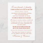 Elegant Terracotta Sinaasappel Wedding Guest Bedankkaart (Voorkant)