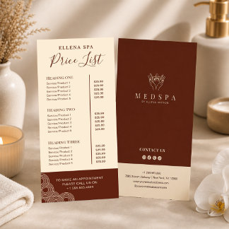 Elegant Terracotta Spa Esthetician Prijslijst Menu
