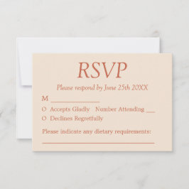 Elegant Terracotta Straw Beige Wedding RSVP Kaart