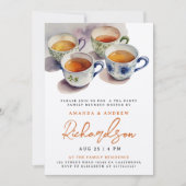 Elegant Terracotta Tea Party Reünie Waterverf Kaart (Voorkant)