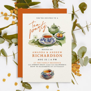 Elegant Terracotta Tea Party Vrienden Waterverf Kaart