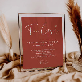 Elegant Terracotta Tijdcapsule 1e Verjaardag teken Poster