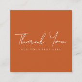 Elegant Terracotta Trendy bedankt voor uw bestelli Vierkante Visitekaartje (Voorkant)