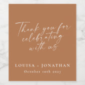 Elegant Terracotta Trendy Script Custom Hartelijk  Wijn Etiket (Enkel label)