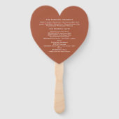 Elegant Terracotta Trouwprogramma Hart Handwaaier (Achterkant)