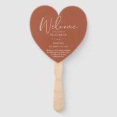 Elegant Terracotta Trouwprogramma Hart Handwaaier (Voorkant)