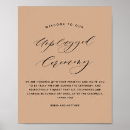 Elegant Terracotta Unplugged Ceremony Wedding Sign Poster