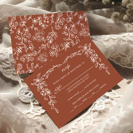 Elegant Terracotta Vintage Wedding RSVP Kaartje