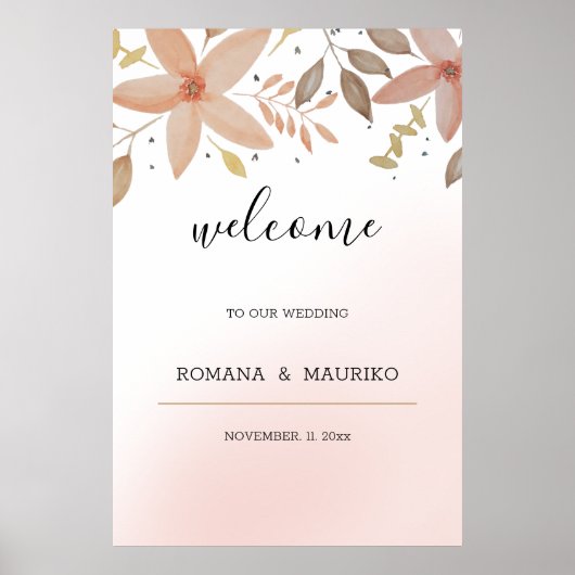 Elegant Terracotta Waterverf Floral handbeschilder Poster (Voorkant)