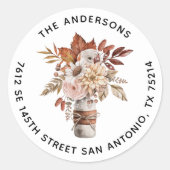 Elegant Terracotta Waterverf Floral Mason Jar Ronde Sticker (Voorkant)