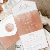 Elegant Terracotta Waterverf Monogram Weddenschap All In One Uitnodiging