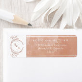 Elegant Terracotta Waterverf, Monogram Wedding Etiket (Insitu)