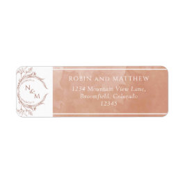 Elegant Terracotta Waterverf, Monogram Wedding Etiket