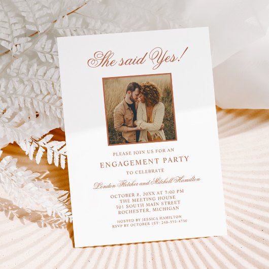 Elegant Terracotta Wedding Engagement Party Kaart