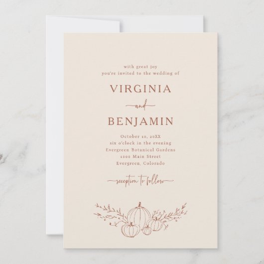 Elegant Terracotta Wedding Invitation Kaart (Voorkant)