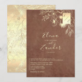 Elegant Terracotta Wedding Invitation Kaart (Voorkant / Achterkant)