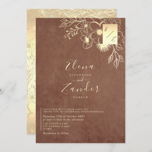 Elegant Terracotta Wedding Invitation Kaart (Voorkant / Achterkant)
