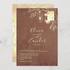 Elegant Terracotta Wedding Invitation Kaart