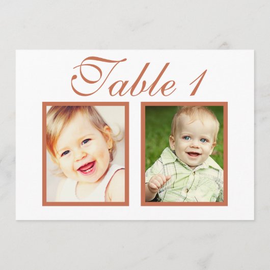 Elegant Terracotta Wedding Photo Table Number Kaart (Achterkant)