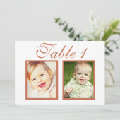 Elegant Terracotta Wedding Photo Table Number Kaart (Staand voorkant)