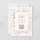 Elegant Terracotta Wedding QR Code Gelieve te bean RSVP Kaartje (Voorkant)
