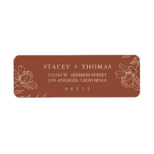 Elegant Terracotta Wedding Return Address Label