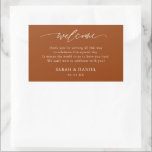 Elegant Terracotta Wedding Welcome Gift Rechthoekige Sticker<br><div class="desc">Elegant Terracotta Wedding Welcome Gift Stickers</div>