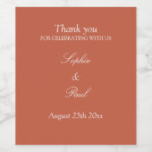 Elegant Terracotta Wedding Wine Labels Wijn Etiket (Enkel label)