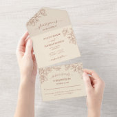 Elegant Terracotta Whimsical Wedding All In One Uitnodiging (Afscheurbaar)